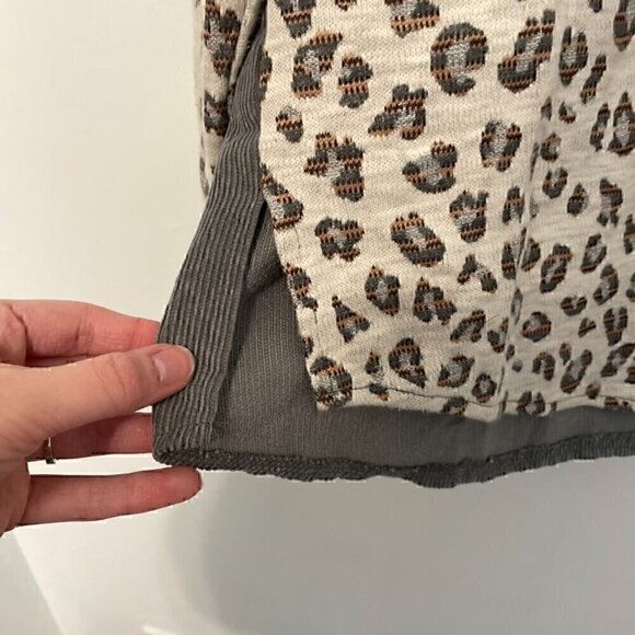 UMGEE Cream Ivory Gray Colorblock Leopard Animal Oversized Shacket Shirt Jacket - Picture 10 of 15